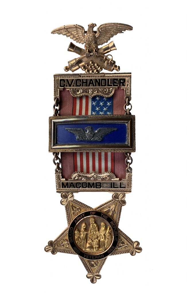 The medal presented to C.V. Chandler on the day of the monument's dedication.